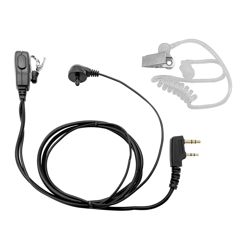 2-Pin Covert Acoustic Tube Walkie Talkie Earpiece, Two Way Radio Earpiece with a PTT Mic, Compatible with Walkie Talkie Headset