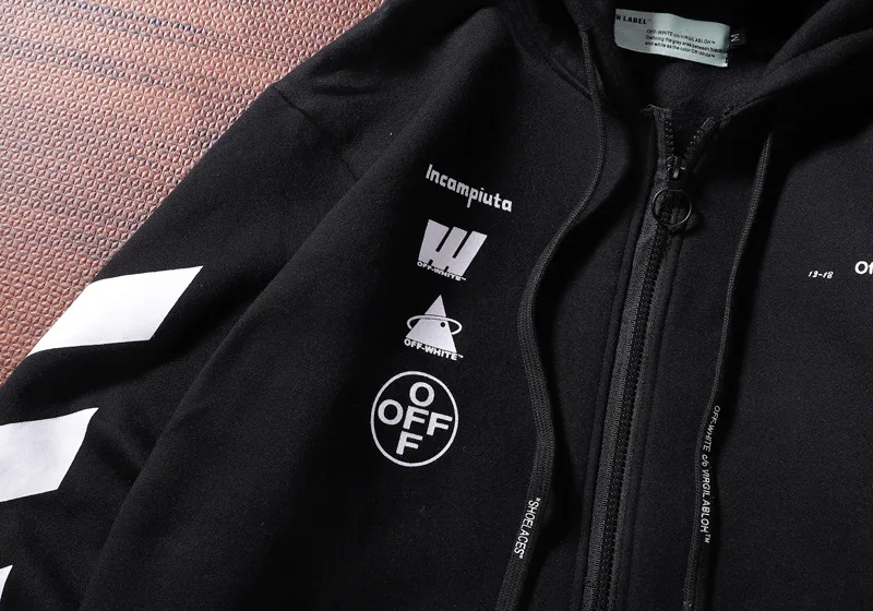 19SS осень зима off-white Marilynna печати плюс бархат кардиган с капюшоном Толстовка