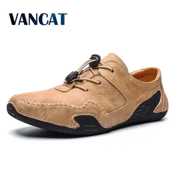 

2020 New High Quality Leather Casual Shoes Fashion Men Shoes Handmade Vintage Loafers Flats Hot Sale Moccasins Big Size 39-46