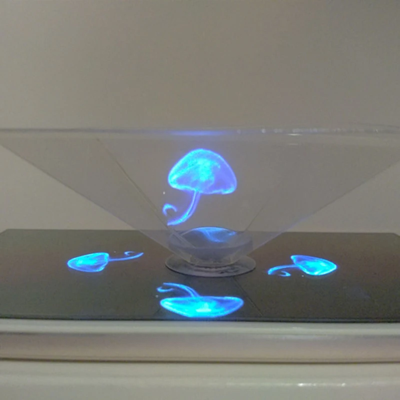 1pc Mini 3D Hologram Pyramid Display Projector Video Stand Universal For Xiaomi Huawei Holographic 3D Mobile Phone Projector