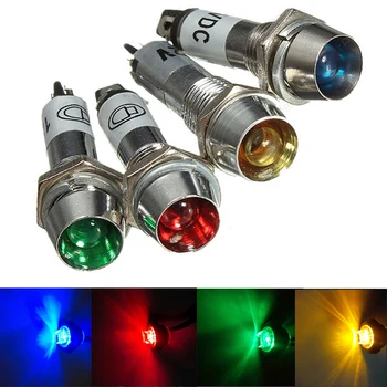 

4 color 8mm LED Indicator Light Lamp Dashboard For Motorcycle Car Truck Boat 12V Red Amber Red Blue Green