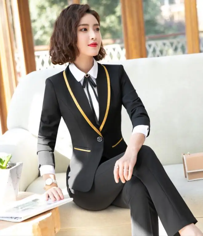 Office Work Pant Suits Women Business Lady Uniform Fashion 2020 New Autumn  Winter Formal Suit Female Plus Size Pants Blazer Sets - Pant Suits -  AliExpress