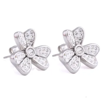 

2020 Hot Sale Stainless steel earrings with zircon flowers female Crystal from Swarovskis Sweet temperament Fine Jewelry Women