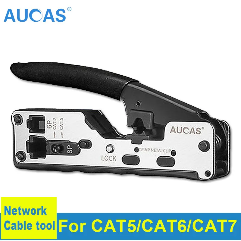

AUCAS Rj45 Crimping Tool Tester Machine Motherboard KitStripper Cable Network Mikrotik Lan Stripper Tools Kit LAN Ethernet