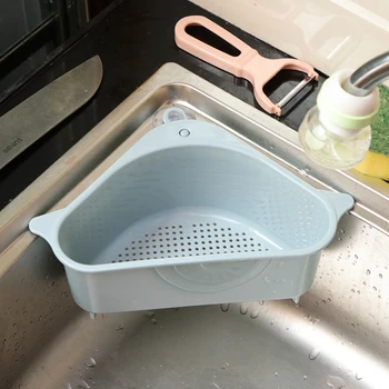 

Space Saving Suction Cup Drying Storage Rack Kitchen Durable Triangle Free Standing PP Drain Shelf Sink Corner Bathroom