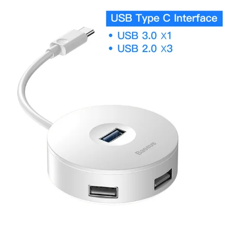 BASUES USB C док-станция USB 3,0 концентратор разделитель несколько USB хаб Тип C концентратор 2,0 мульти хаб расширитель 4 Порты и разъёмы хаб для портативных ПК - Цвет: 10cm White Type C