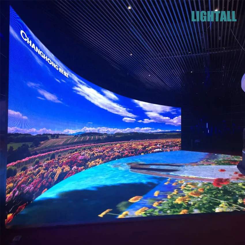 실내 P2.6 곡선 LED 디스플레이, RGB 다이캐스팅 알루미늄 캐비닛 픽셀, 풀 컬러 SMD 유연한 LED 패널 LED 스크린, 500x500mm