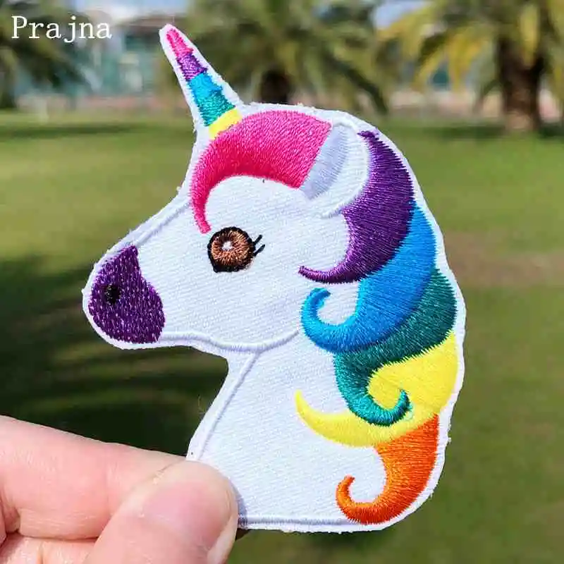 

Prajna Unicorn Patch Magic Rainbow Embroidered Patches For Clothing Iron On Patches Stripes On Clothes Kids DIY Patch Appliques