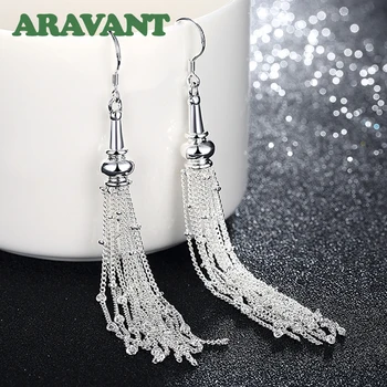 2020 New 925 Silver Multi Chain Long Tassel Drop Earrings For Women Wedding Jewelry