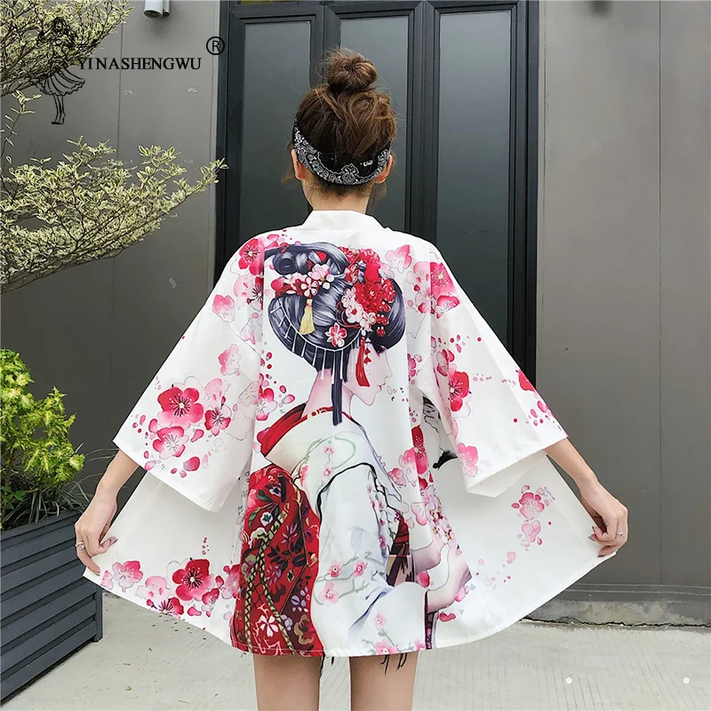 Women Harajuku Cardigan Japanese Kimono Asia Summer Digital Printed Shirt Tops Casual Woman Kimonos Kawaii Yukata Kimono Cosplay