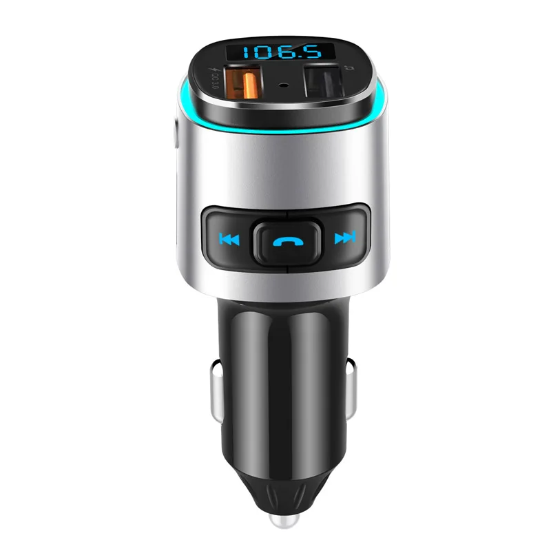 Silver and Black JaJaBor fm-передатчик Bluetooth комплект MP3 аудио музыкальный плеер громкой связи вызов Быстрая Зарядка Поддержка обнаружения напряжения - Название цвета: Silver and Black