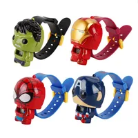 1 pcs Cartoon Electronic Digital Watches Super Hero Action Figures pvc Model Adjust Strap Design Birthday Kid Gift Toy