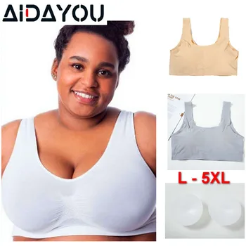 

Big Size Sports Bra Stretch Bra Push Up Bras Black White Breathable Wire Free Sleep Daily Bras plus size 4XL5XL6XL ouc1709