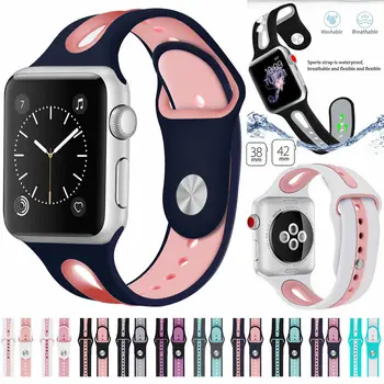 

Suitable for Apple Watch Strap APPLE Watch Double Color Silica Gel Adjustable Porous Iwatch3/4 Generation Wrist Strap