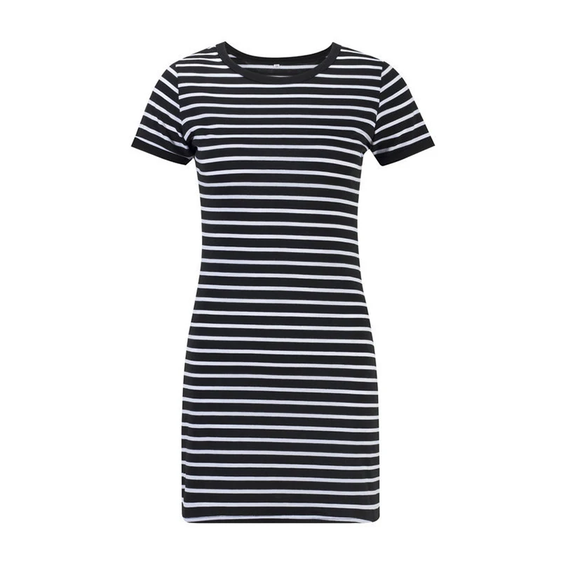Футболка с круглым вырезом платья Трендовое Полосатое платье Элегантная одежда