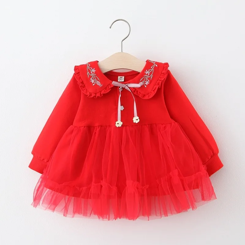 Весеннее платье принцессы с длинными рукавами для маленьких девочек