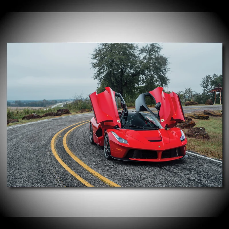Canvas Painting Supercar Ferraris Laferrari Red Car Picture Modern Wall Art Posters and Prints For Living Room Decor | Дом и сад