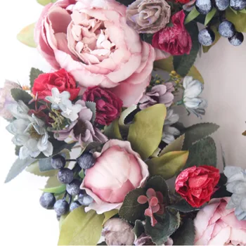 

35cm Artificial Peony Wreath Handmade Garland Home Front Door Indoor Hanging For Front Door Window Wall Decoration