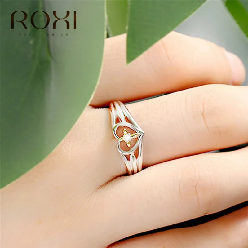 ROXI оригинальные циркониевые кольца в форме сердца для женщин модные ювелирные изделия крест полое сердце Изящные обручальные кольца подарок пара обручальные кольца