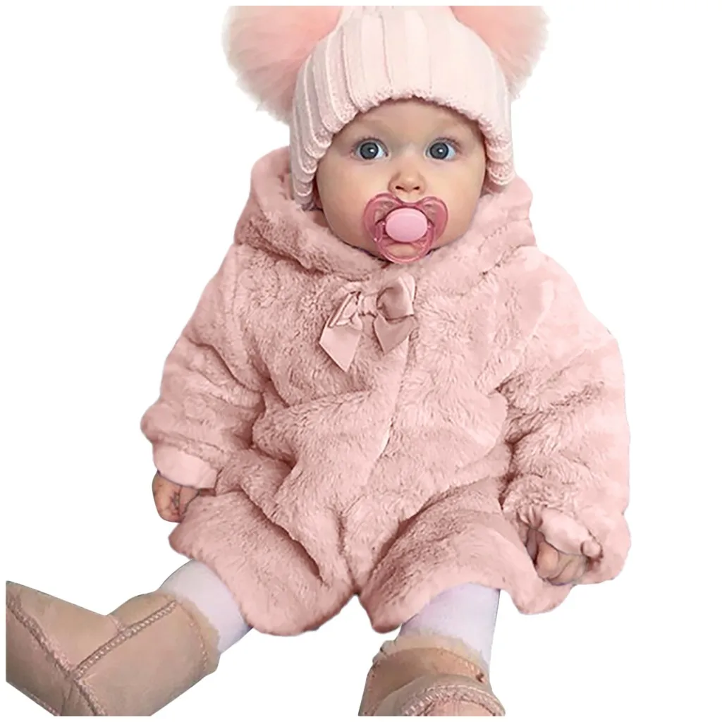 Kids Baby Girls Wool Coat Winter Warm Hooded Fur Fuzzy Coat Jacket Cute Cardigan Outerwear Support Whoesale#es1