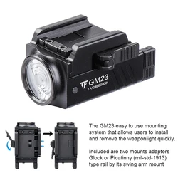 Trustfire – lampe de poche Led Rechargeable par USB pour Glock 17 19, pistolet tactique à dégagement rapide, 800 Lumen, GM23 