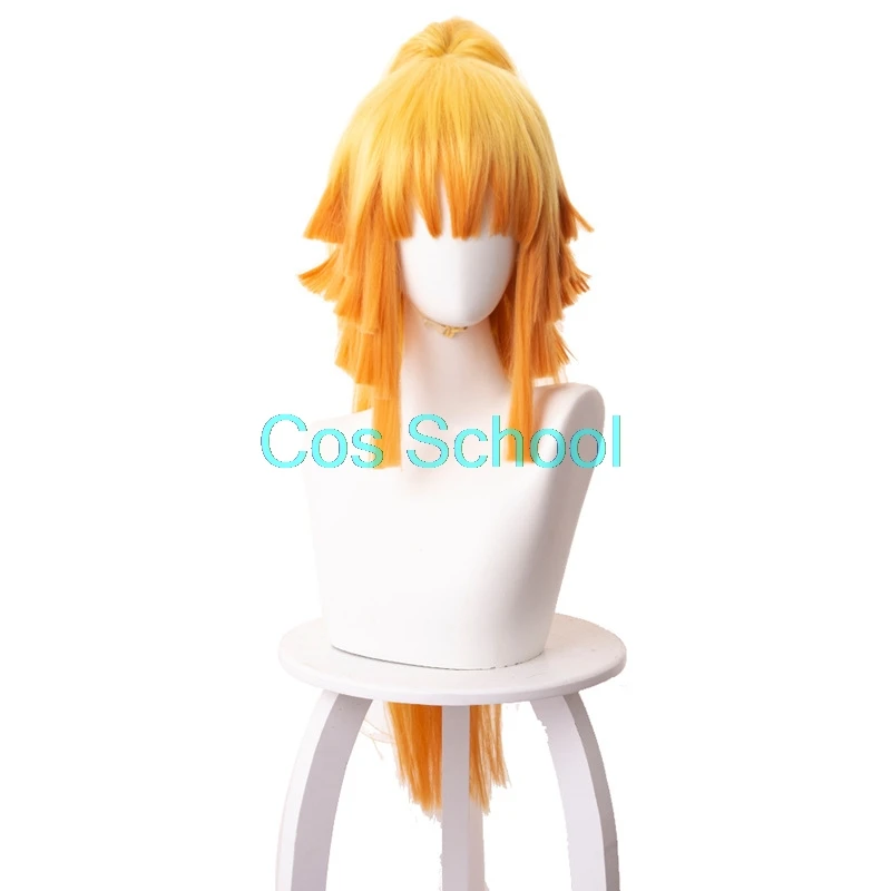 Wigs Cos школьная демон убийца Kimetsu без Yaiba Agatsuma Zenitsu Костюмы для косплея Zenitsu Agatsuma Для женщин кимоно и парики - Цвет: Wigs