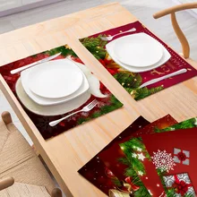 Neue Weihnachten Roten Tisch Matte Essen Matte Nordic Stil Tuch Kunst Platte Matte Waschbar Wärmedämmung Esstisch Ort Matten decor