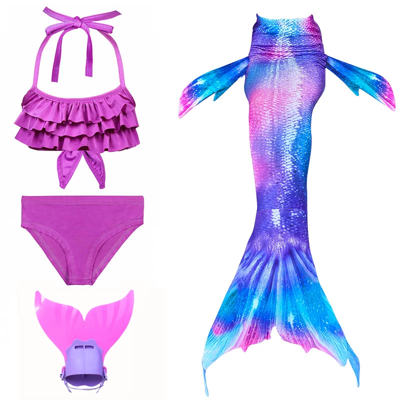 Детское бикини для девочек с хвостом русалки, для плавания, детский раздельный купальник, хвост русалки, одежда для купания, маскарадный костюм - Цвет: FFF