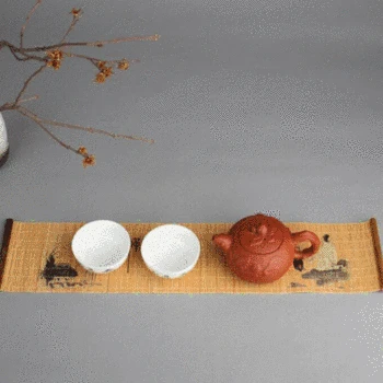

Elegant Tea Tray Napkin Cloth Waterproof Table Runner Tea Mat Tea Ceremony Accessories Handmade Bamboo Curtain Gift