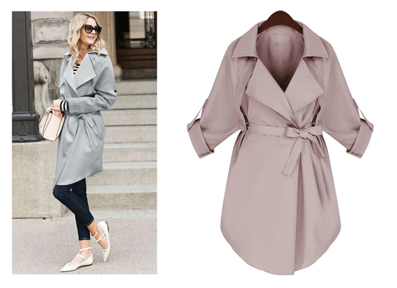 Autumn Winter Jacket European American Large-size Women's Suit Collar Jacket Long Windbreaker British Women's Clothing Jackets
