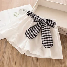 Шорты для девочек, новые летние детские шорты, детские пляжные повседневные штаны с оборками и бантом, модная одежда для маленьких девочек