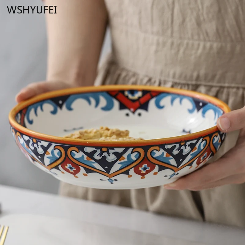 Керамическая тарелка Расписанная вручную в американском стиле 1 шт. бохо миска