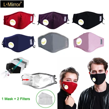 

L.Mirror Fashion Dustproof Mask Unisex Cotton Breath Valve PM2.5 Mouth Mask Anti-Dust Anti Pollution Mask Cloth Activated Mask