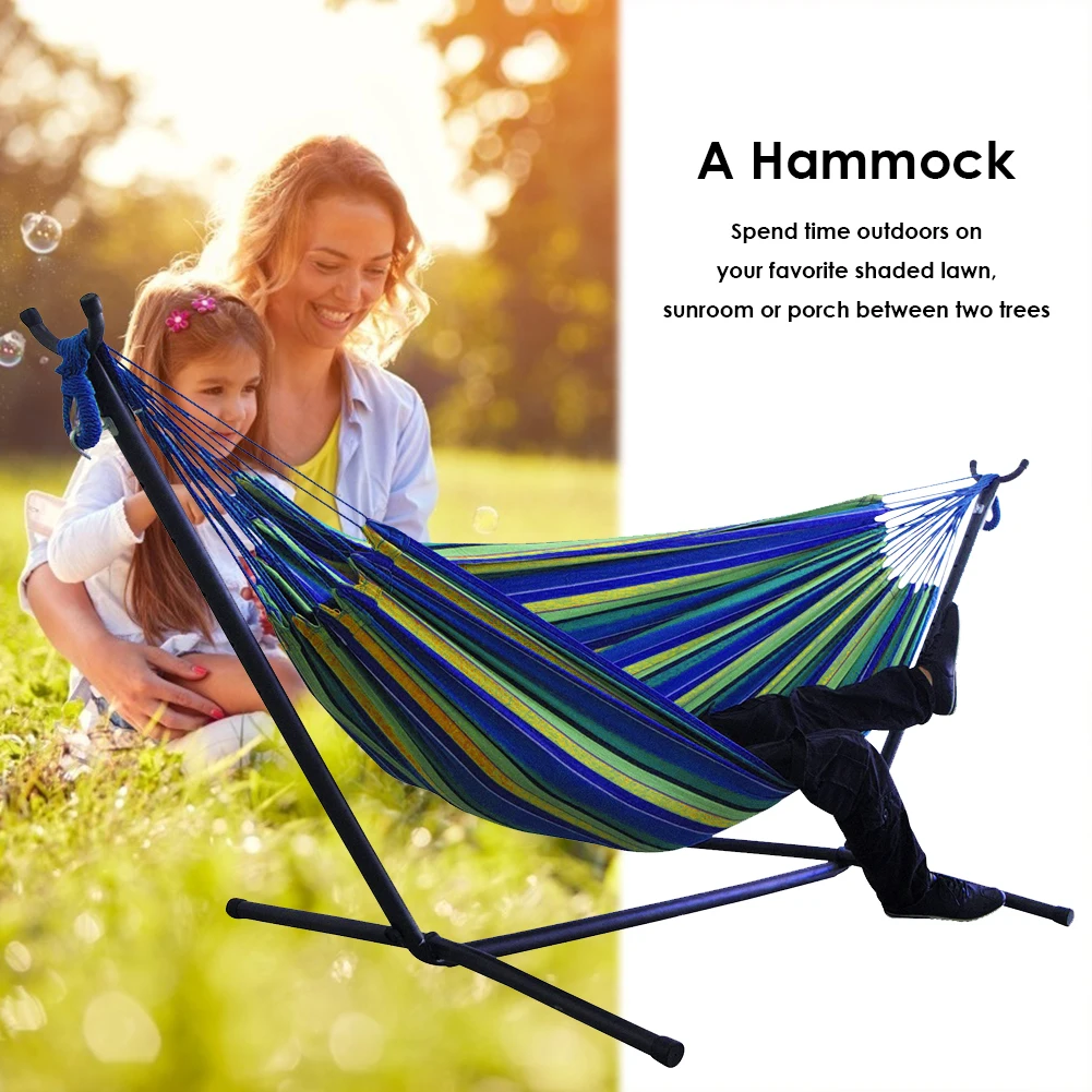 Outdoor Convenient Portable Canvas Hammock No Stand Multi-functional Practical Camping Sleep Swing Hanging Bed Garden Furniture 7