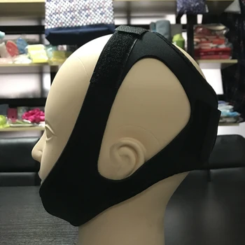

Not Itching Black Anti-Snore Chin Strap Durable Breathable Magic Sticker Strong Snoring Solutions Adjustable Design Solid Fixed