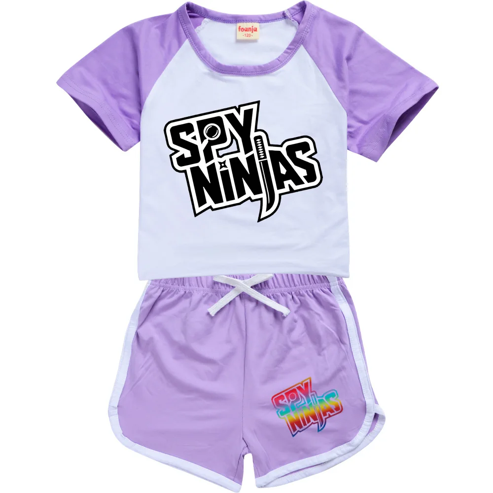 

SPY NINJA Girls Boys Summer Clothing Set Kids Sports T Shirt +Pants 2pcs Set Baby Clothing Comfortable Outfits Pyjamas 2-16Y