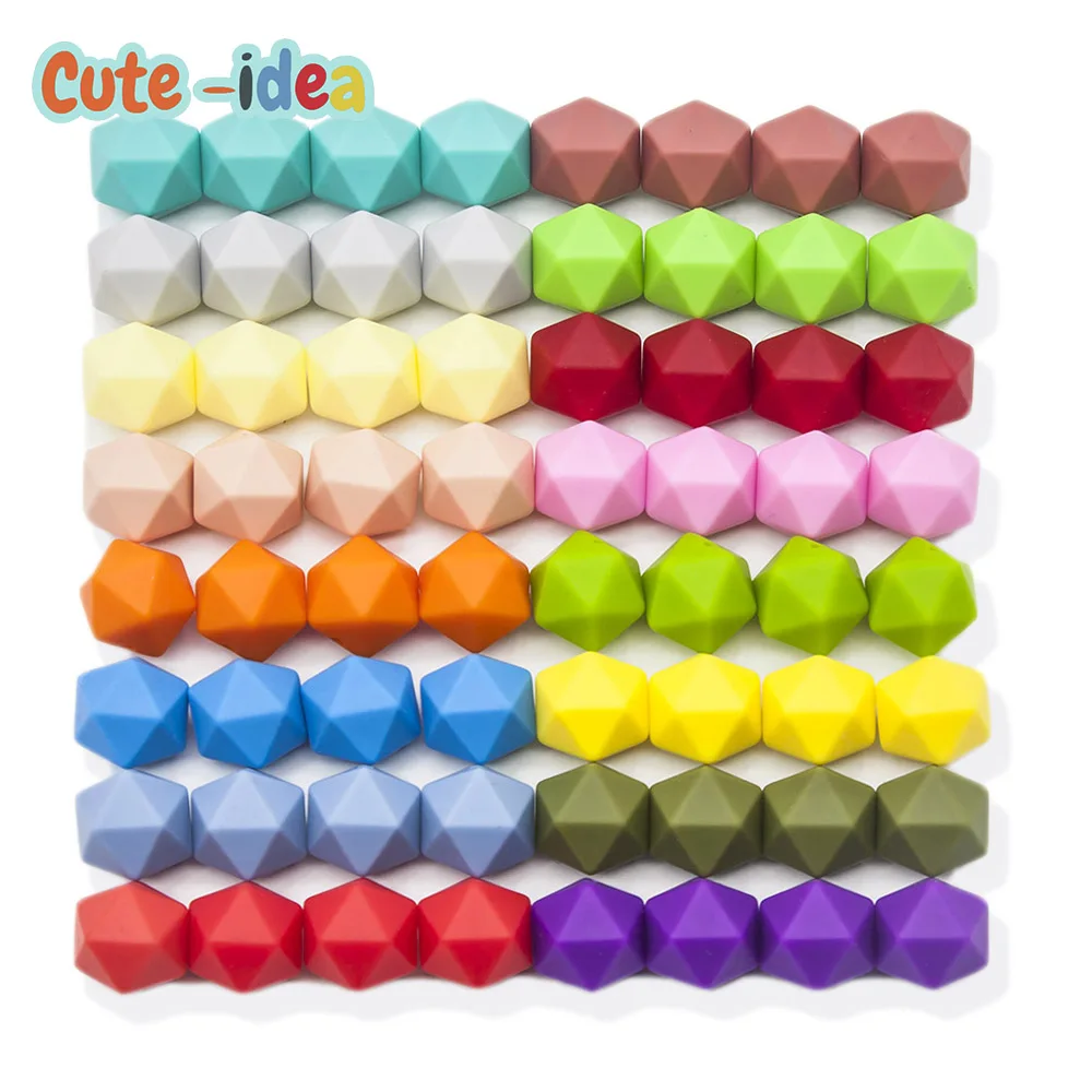 17mm Icosahedron Silicone Teething Beads DIY Baby Chewable Necklace Toy Teether 