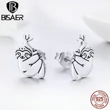 Настоящее серебро 925 пробы, милые маленькие серьги-гвоздики с милым мордочкой для женщин и девушек, ювелирные изделия из стерлингового серебра, подарок на день рождения