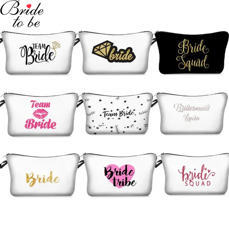 

Bride To Be Printed Bridal Makeup Bag Letters Toiletry Storage Bag Women Cosmetic Purse Storage Makeup Bag Make Up Organizer
