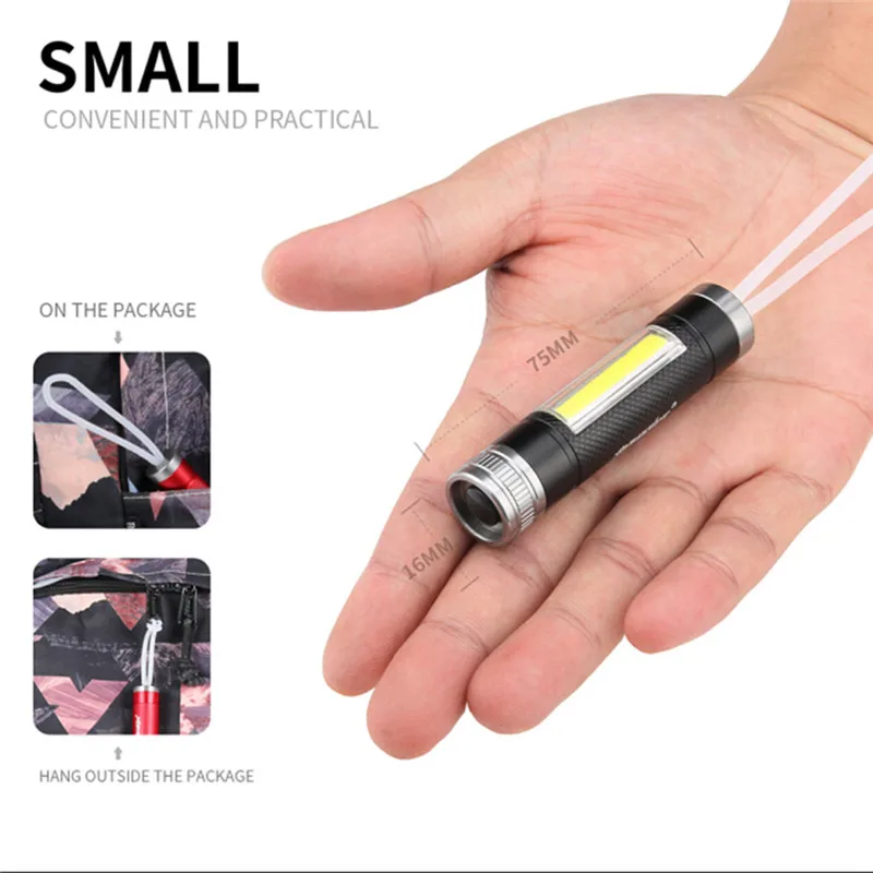 led flashlight Mini Super Bright COB LED Camping Flashlight Light Key Ring Keychain Torch Lamp #4N28 (8)