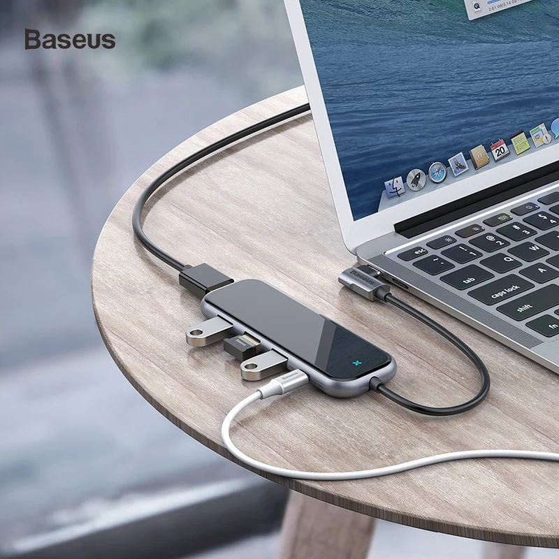 Baseus USB хаб для HDMI USB 3.0 концентратора для Macbook Pro Huawei Samsung 5 портов переходник для мобильного телефона USB разветвитель Док станция типа C Hub Hab адаптер