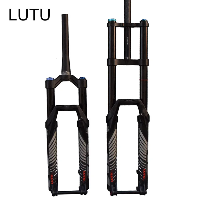 LUTU AM Suspensao Велосипедная вилка 26 27,5 29 пневматическая подвеска с двойным плечом 15 мм через ось 140 для путешествий MTB вилка из магния для спуска
