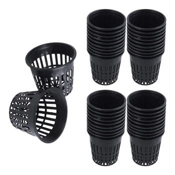 

Hydroponic Planting Mesh Pot Net Pack of 100 Plastic Basket Garden Plant Grow Cup (Black)