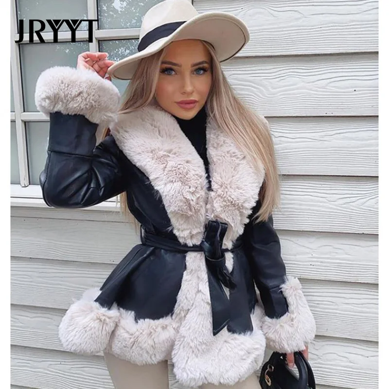 JRYYT зимнее повседневное теплое пальто из искусственной кожи Женская куртка с