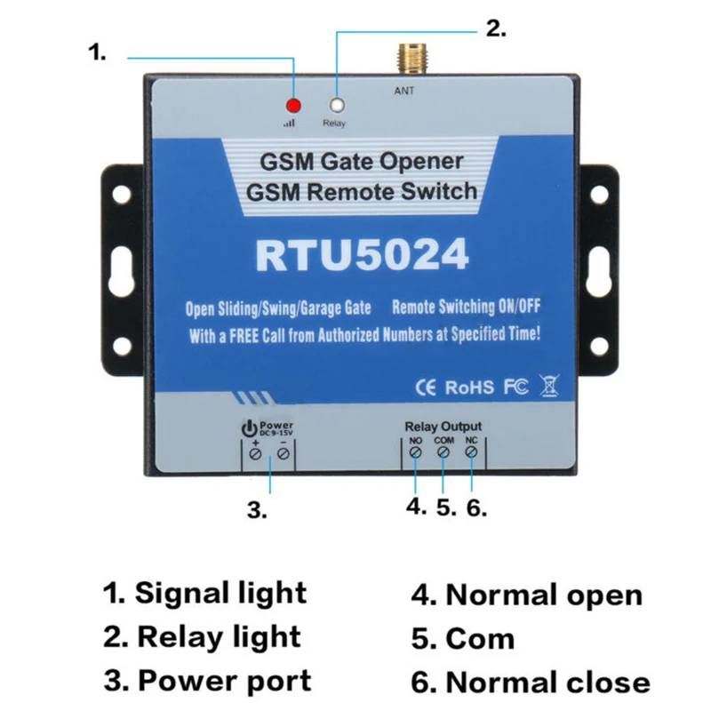 Rtu5024 GSM Открыватель ворот беспроводной пульт дистанционного управления Вкл/Выкл Переключатель 9-24VDC/2A