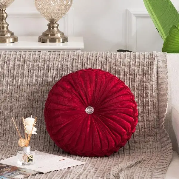 7  Pastoral Style Pumpkin Round Seat Cushion/Back Cushion or as Sofa pillow Velvet Fabric 35x35cm 9 Colors 