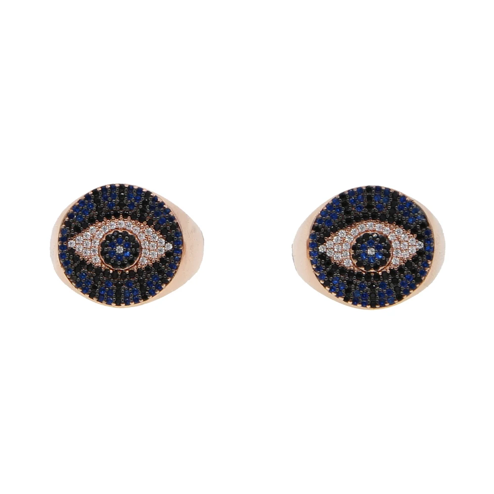 Розовый золотой цвет на удачу evil eye blue cz кольцо вечности группа engaement лента милая очаровательная девушка женщины циркония сглаза палец кольца