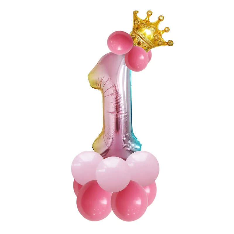Корона, 32 дюйма, розовая роза, шары для детей, первый день рождения, украшения, принцесса, принц, мальчик, девочка, Балон, с днем рождения, воздушный шар - Цвет: 1