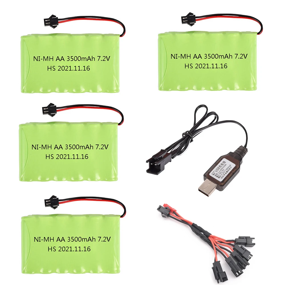 Batteria Nimh 7.2 V 3500Mah E Caricabatterie Usb Per Giocattoli Rc Auto Serbatoi Treni Robot Barche Pistole Ni-Mh 7.2 V Aa Nimh Set Di Caricabatterie