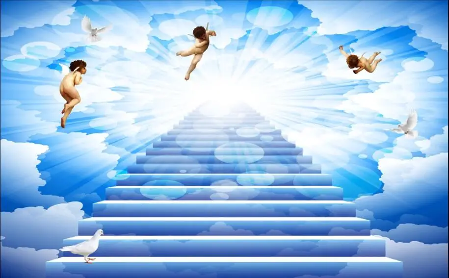 Обои на заказ, 3d обои, голубое небо, белые облака, ангел, blessing, обои для гостиной, спальни, церкви, 3d обои - Цвет: 13053377